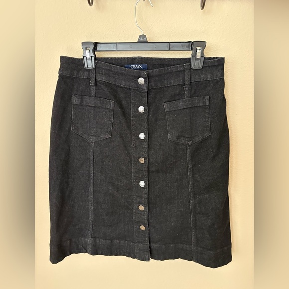 Chaps Dresses & Skirts - Chaps Black Denim Skirt with Silver Buttons